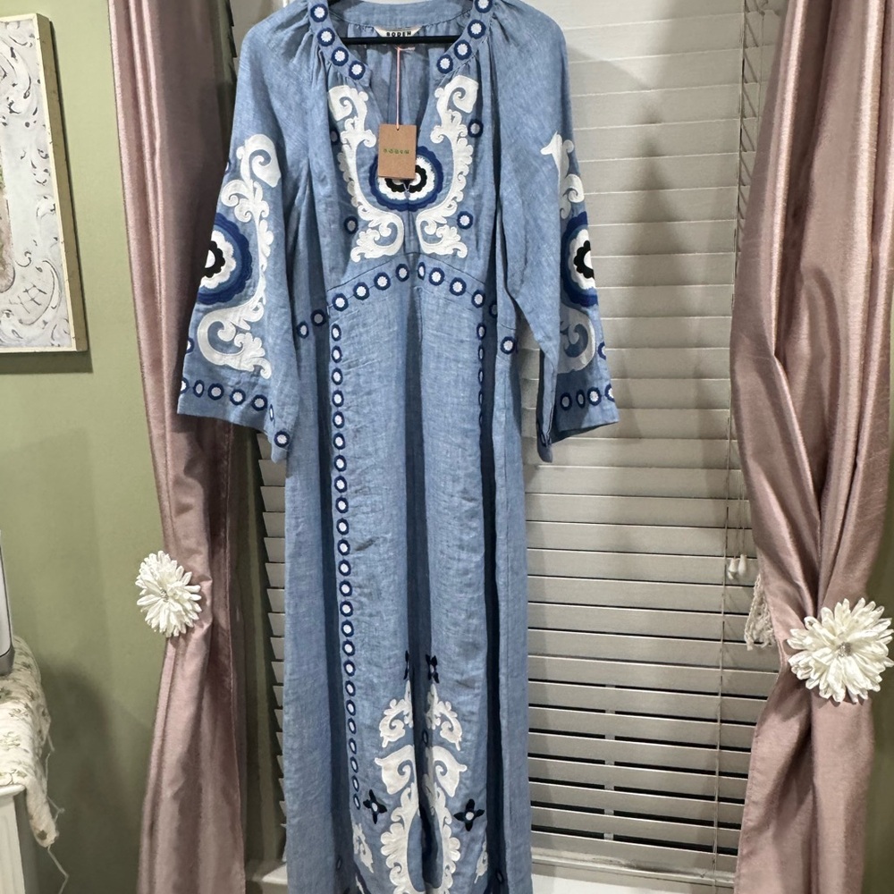Boden Blue Embroidered Maxi Dress - Picture 7 of 9